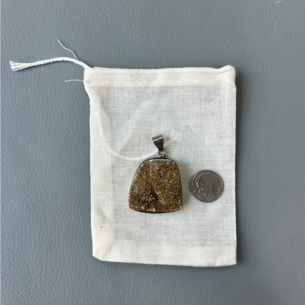 Handcrafted Crazy Lace Agate & Druzy Pendant – Double-Sided Design Necklace